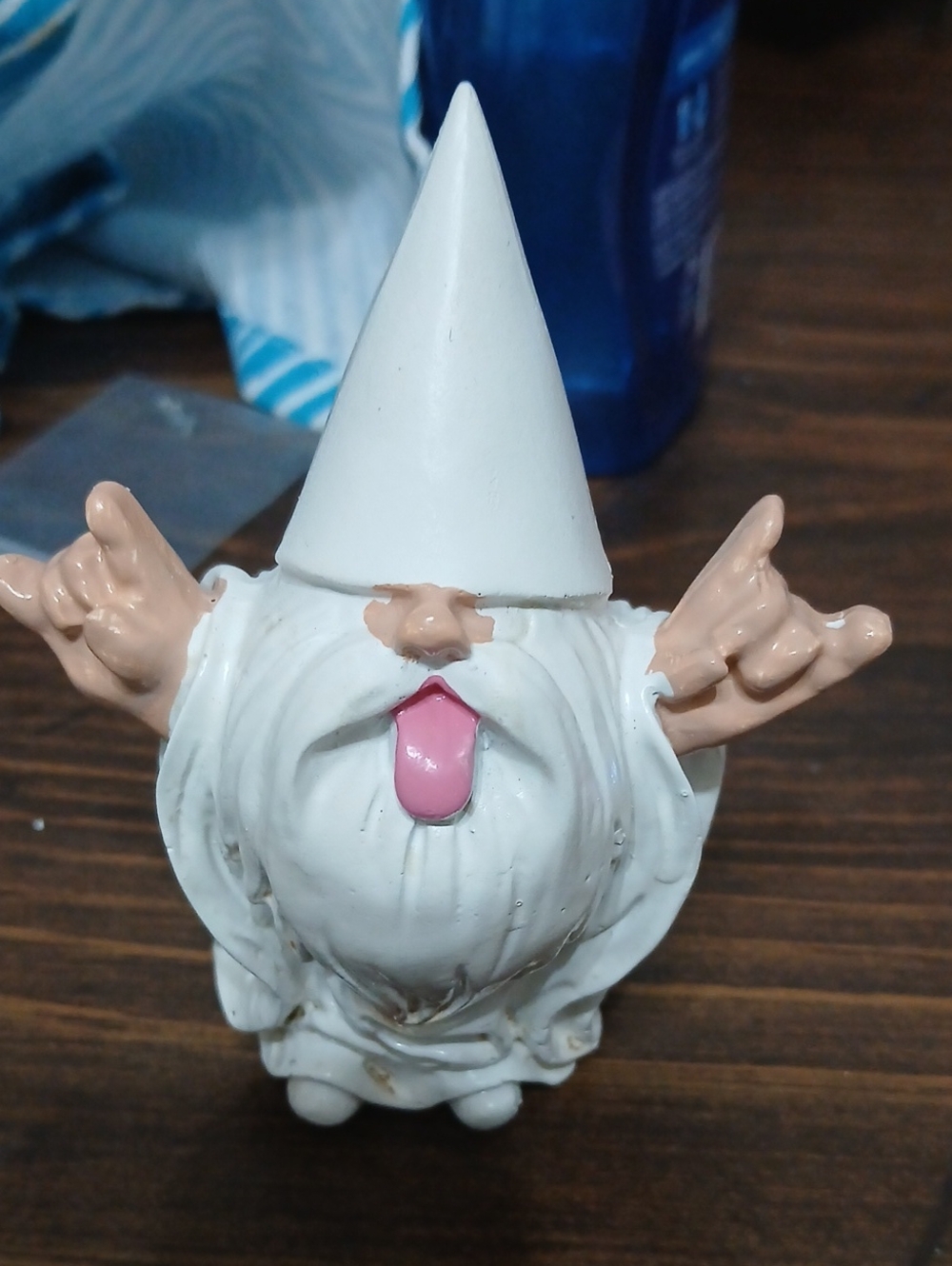 White Gnome Figurine with Pink Tongue - Charming Home Accent